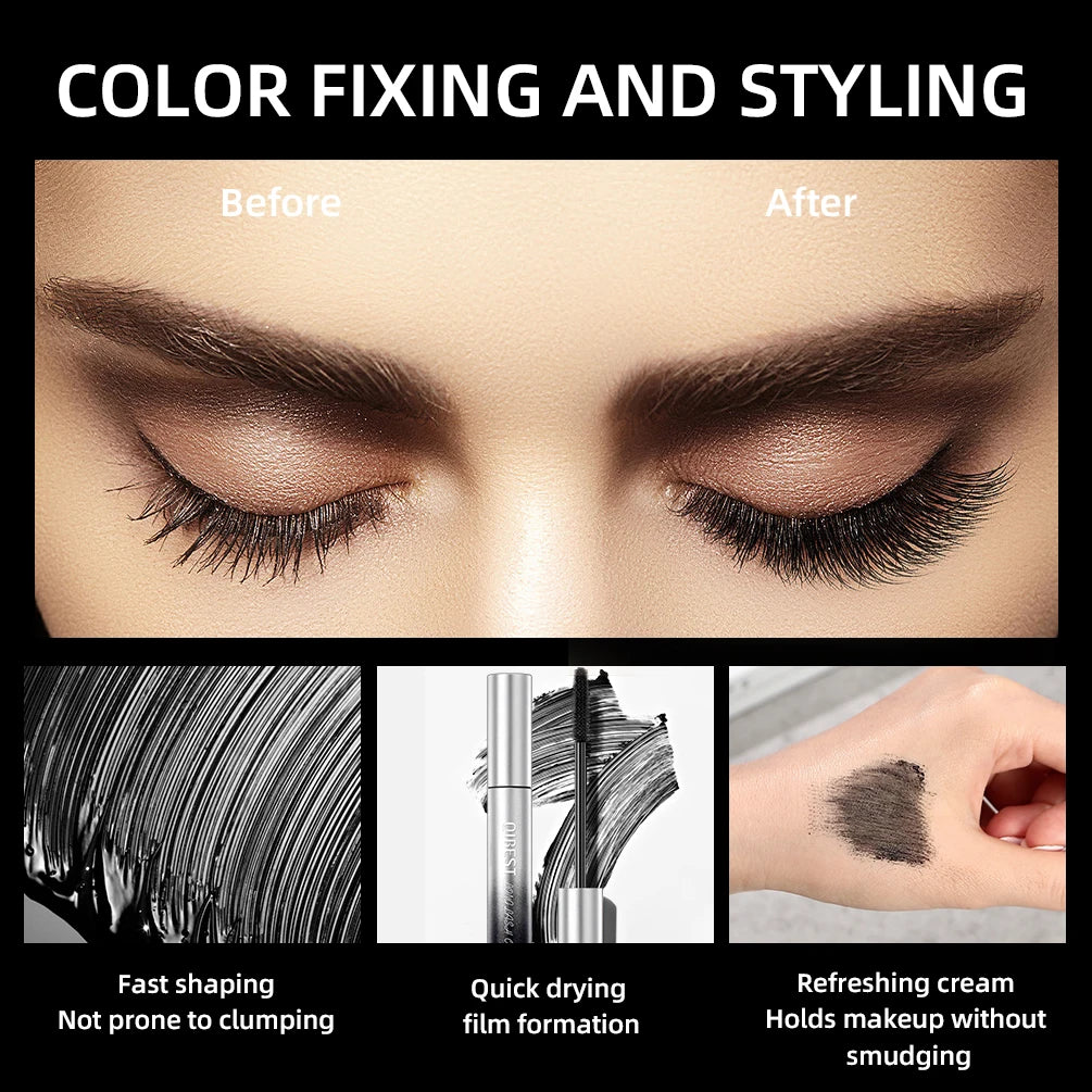 QIBEST Mascara 4d Silk Fiber Mascara Waterproof Extra Volume Smudge-proof Curling Lengthening Eyelash Extension Eye Makeup Tool