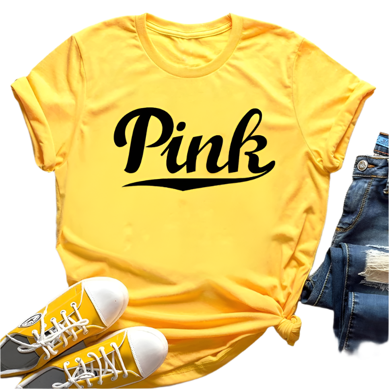 Women PINK Graphic Tee Pink Letter Shirt VS Oversized Tops Ladies Harajuku Shirts Summer Casual Tees