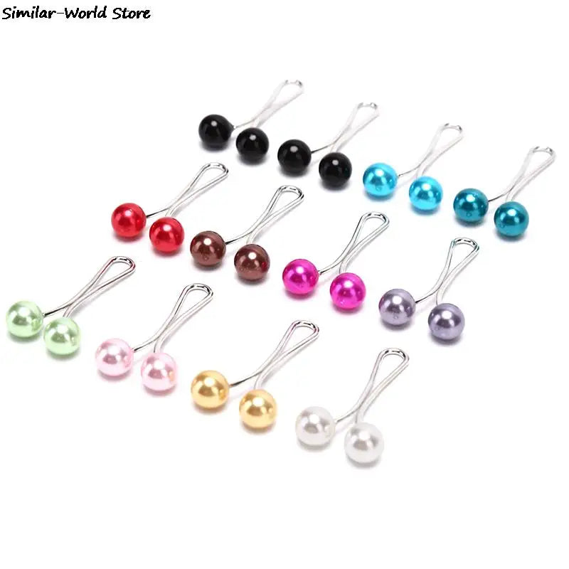 Lady Scarf Clips Pearl Scarf Brooch Pin Shawl Scarf Head Scarf Holder 12pcs set