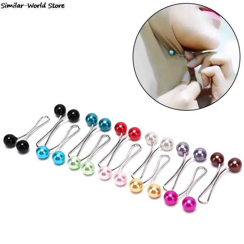 Lady Scarf Clips Pearl Scarf Brooch Pin Shawl Scarf Head Scarf Holder 12pcs set
