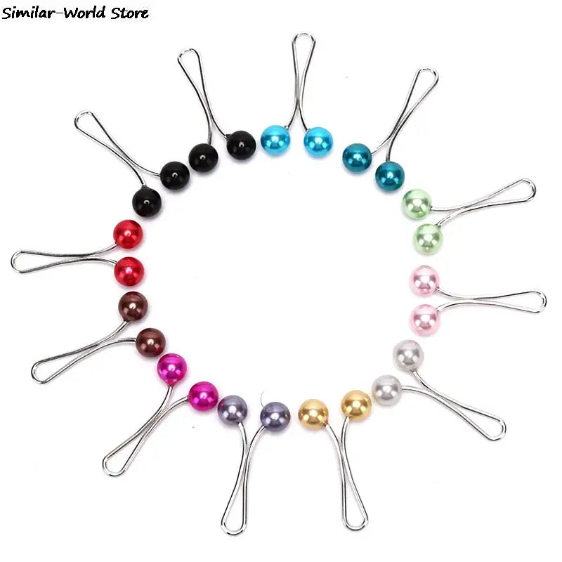 Lady Scarf Clips Pearl Scarf Brooch Pin Shawl Scarf Head Scarf Holder 12pcs set