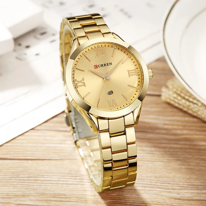 CURREN Gold Watch Women Watches Ladies Creative Steel Women's Bracelet Watches Female Clock