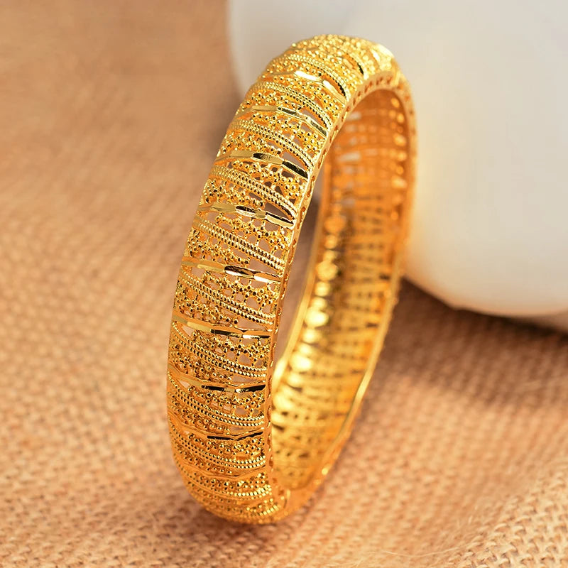 Annayoyo 24k Gold Color bangles for women gold bracelets wedding party Bridal jewelry joias ouro Factory Price Vint