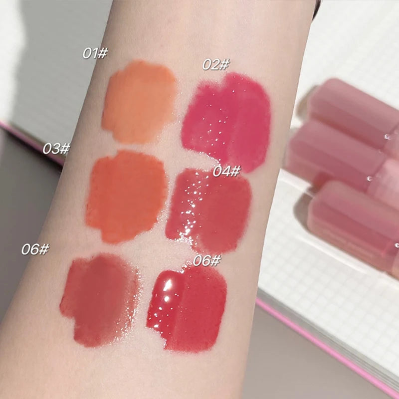 Lip Gloss Set Water Light Glitter Moisturizing Lip Plumper Long Lasting Lip Glaze Liquid Lipstick Korean Beauty Makeup
