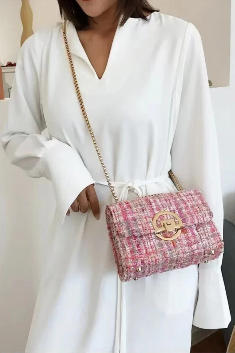 JBTP New Woven Tweed Bag Women's Luxury Designer Handbag High Quality Brand Purse for Ladies