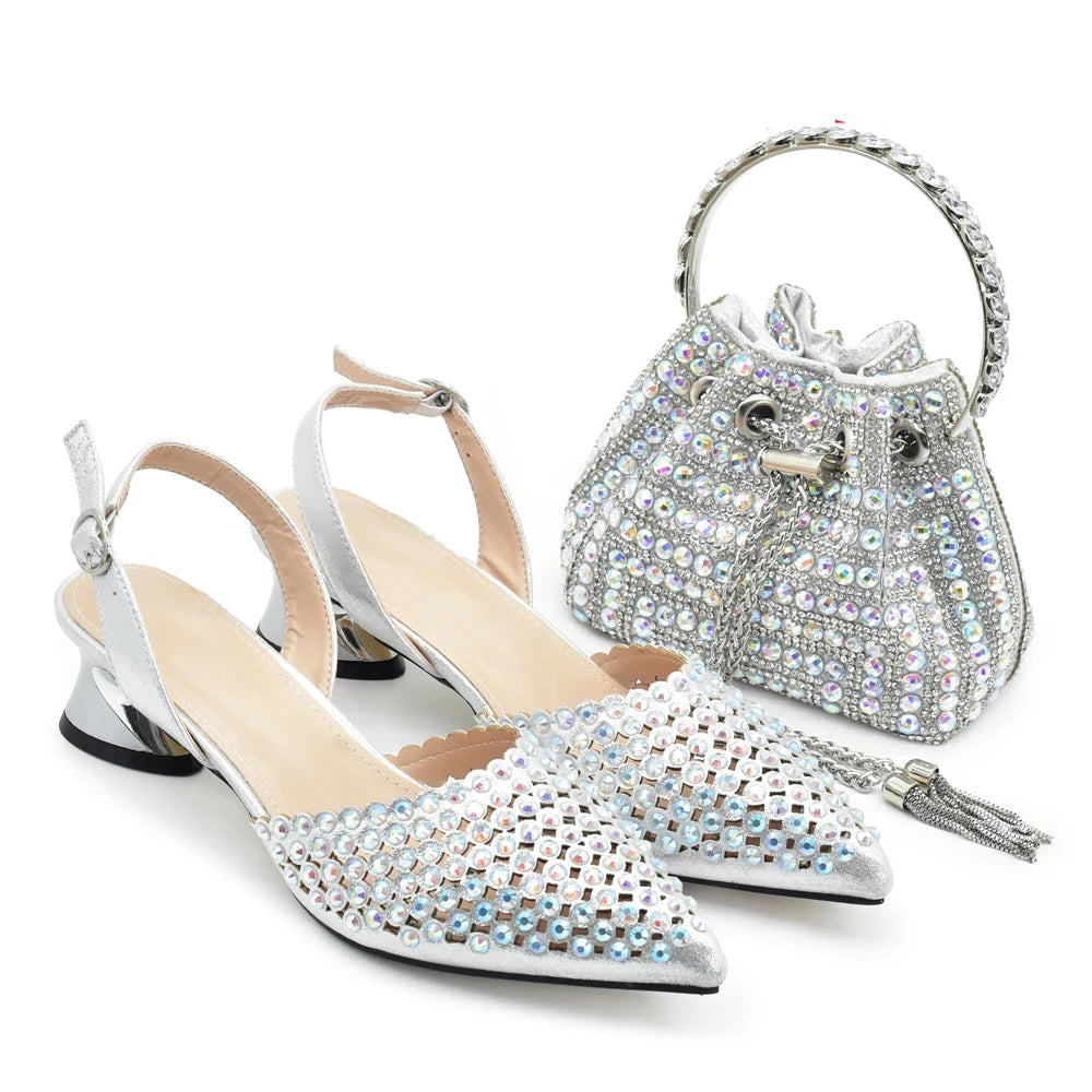 Shoe and Bag Wedding Shoes Bride Ladies Wedding Shoes Luxury Italian Style Heels African Women Party Pumps