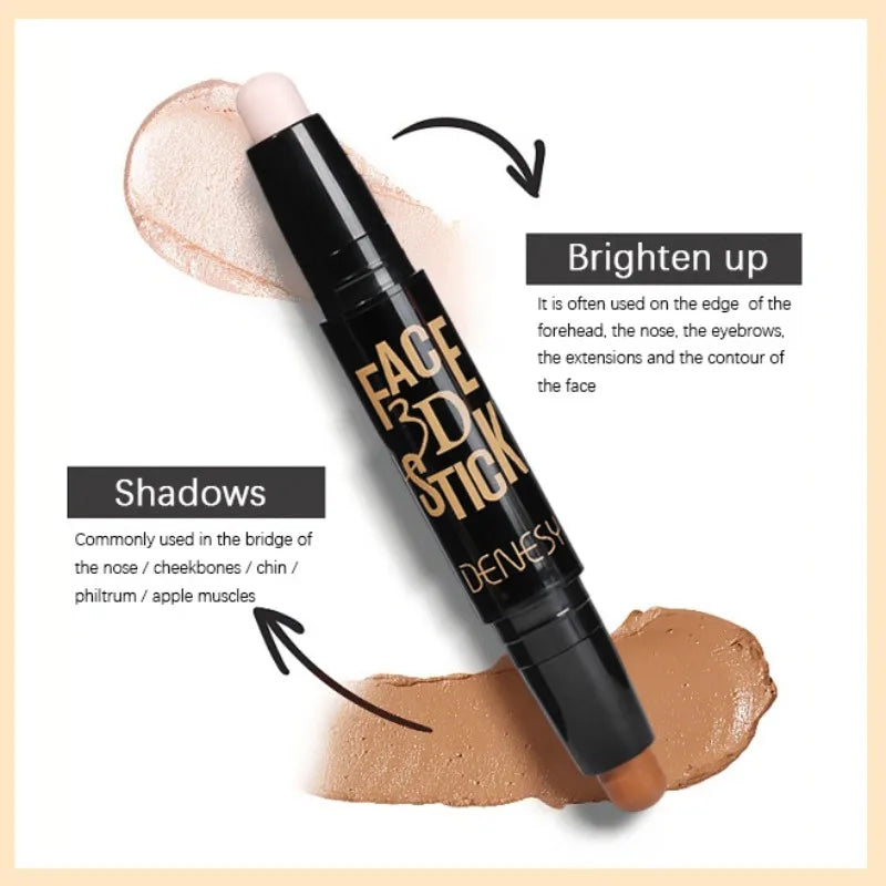 DENSEY FACE Freckles Double Head Concealer Pen Long Lasting White Dark Circles Corrector Contour Eye Stick Pencil Cosmetic Makeup