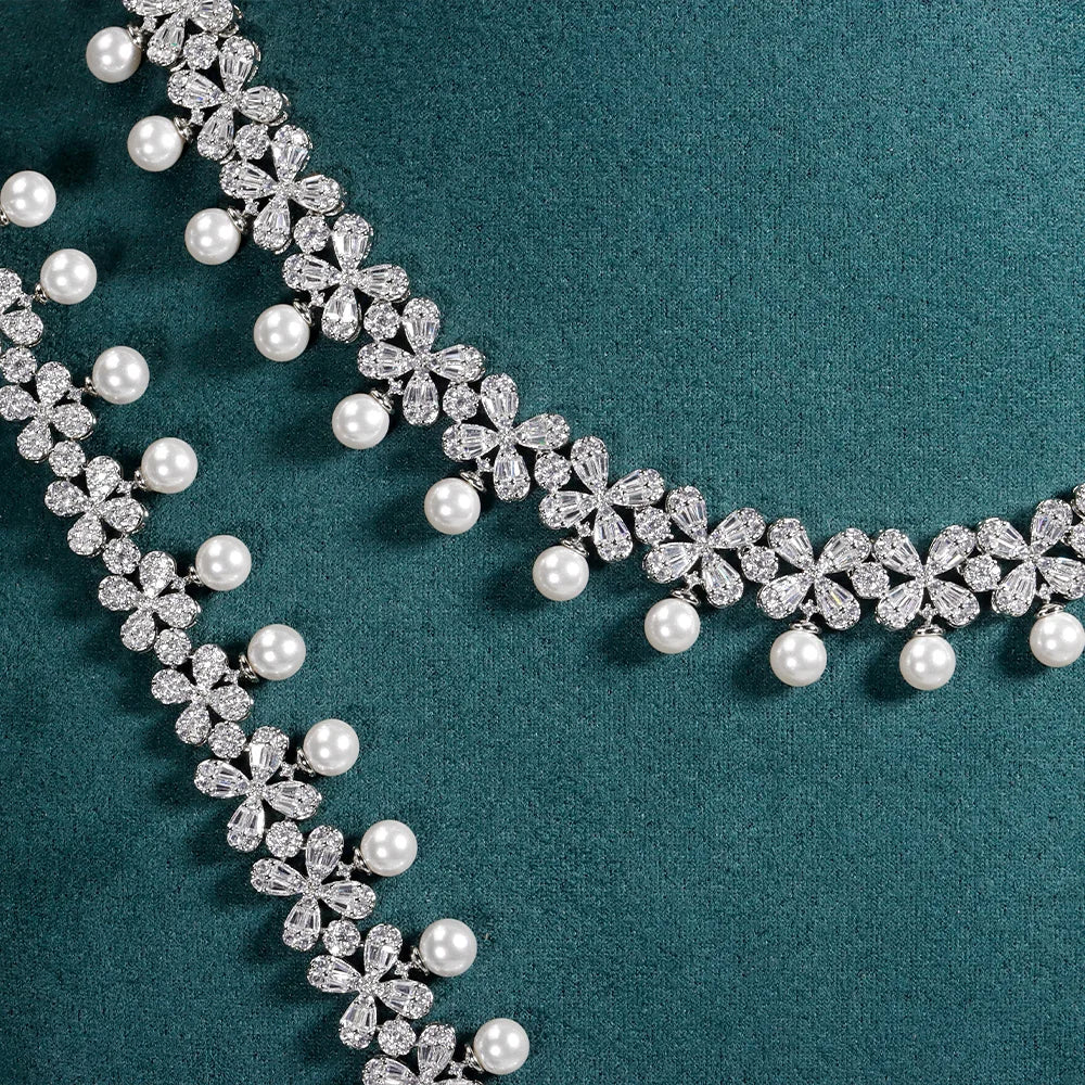 Newly Designed 4 PCS Zircon Set Jewelry Women's for occasions and Party Accessories