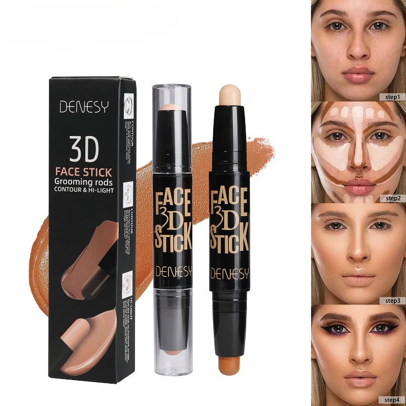 DENSEY FACE Freckles Double Head Concealer Pen Long Lasting White Dark Circles Corrector Contour Eye Stick Pencil Cosmetic Makeup