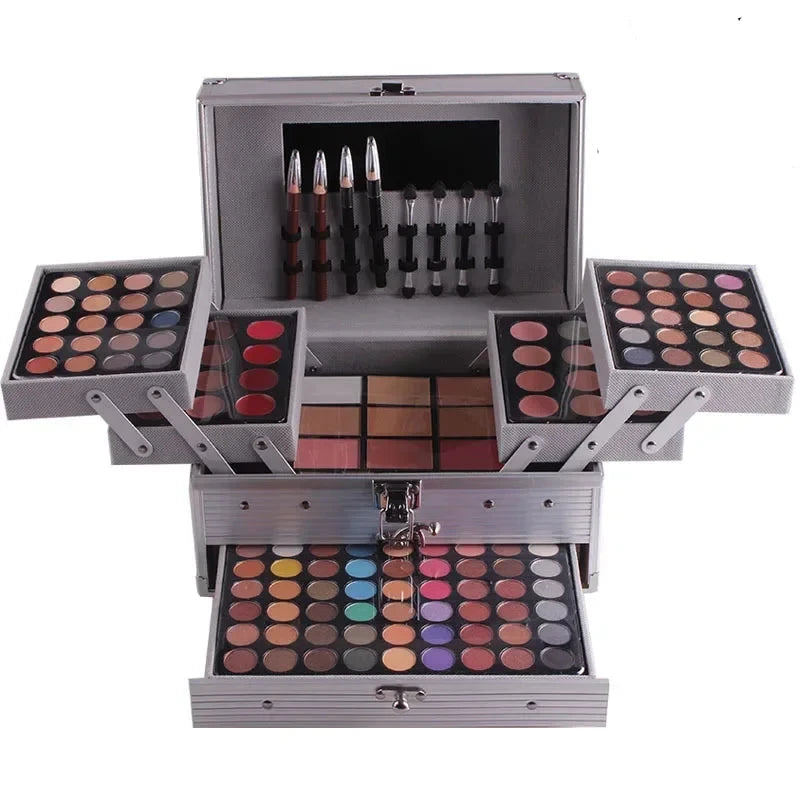 Miss Rose Makeup Case Gift Set Kit-women Ultimate Color Combination-Holiday Cosmetics Eye Shadow Lip Gloss Blush Combo Palette