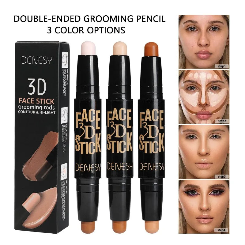 DENSEY FACE Freckles Double Head Concealer Pen Long Lasting White Dark Circles Corrector Contour Eye Stick Pencil Cosmetic Makeup
