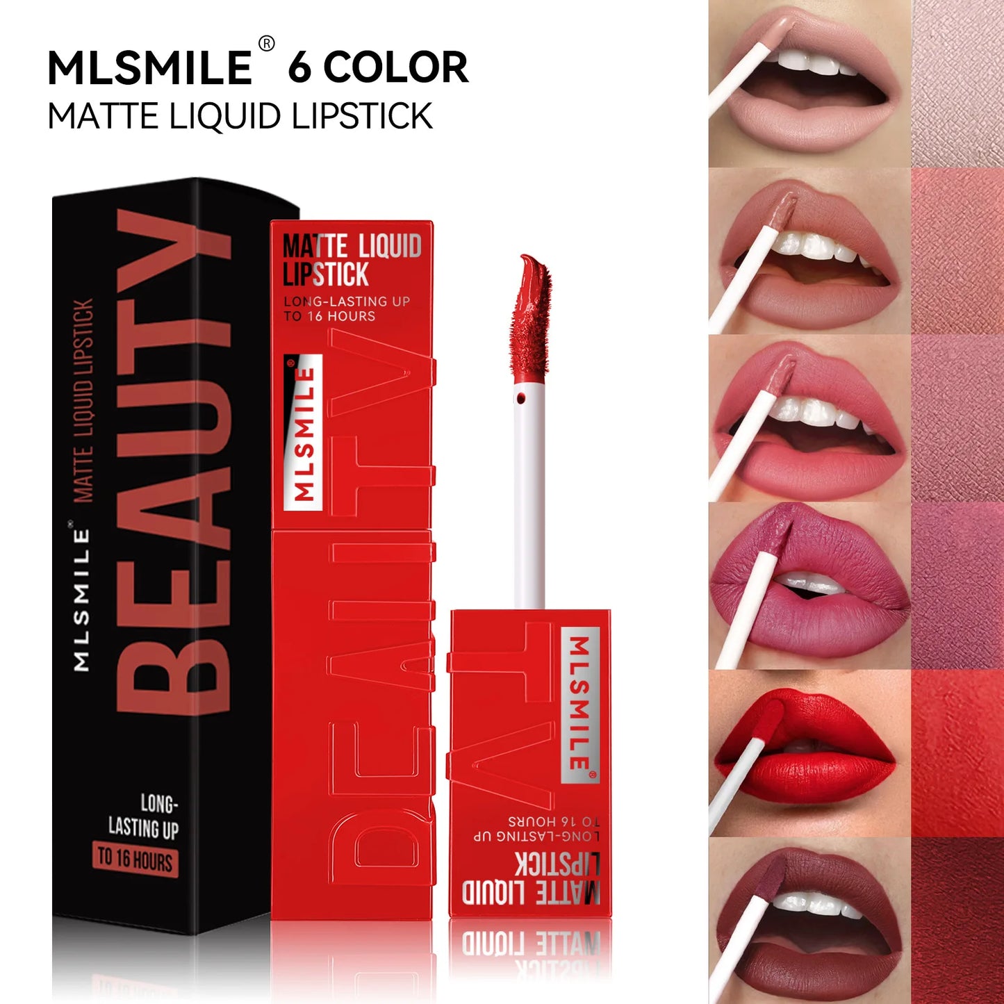MLSMILE muti-Color Mist Liquid matte Velvet Satin Non-stick cup Lip glaze Waterproof long-lasting color liquid lip gloss