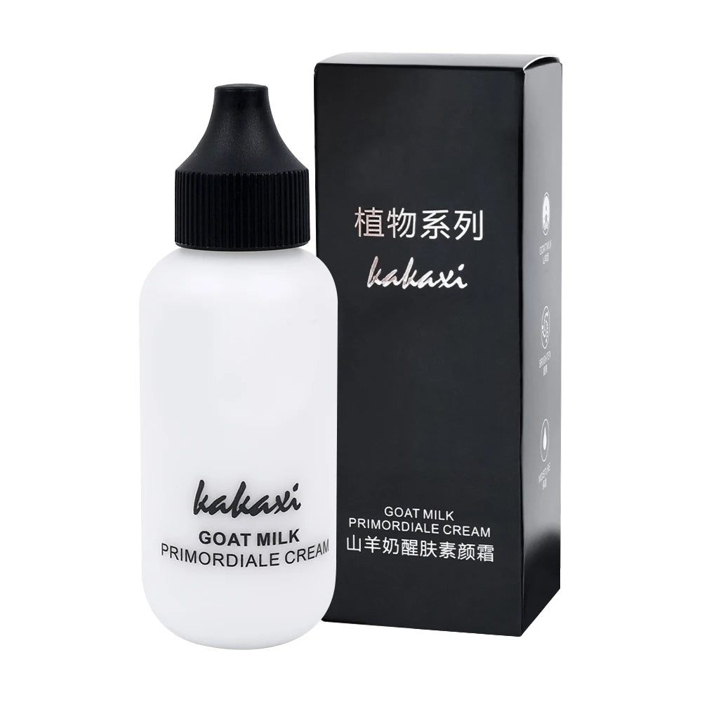 Lazy Facial Liquid Foundation Goat Milk Full Coverage Waterproof Tonal Cream Base Primer Makeup Brightening Korean Cosmetic 50ml