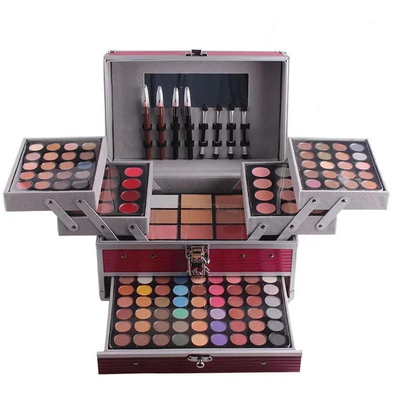 Miss Rose Makeup Case Gift Set Kit-women Ultimate Color Combination-Holiday Cosmetics Eye Shadow Lip Gloss Blush Combo Palette