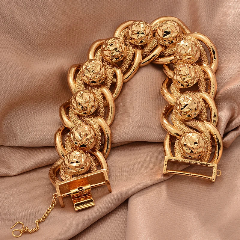 Dubai Gold Color Bracelets For Men Women Wedding Link Chain Middle Eastern style Jewelry Bracelet