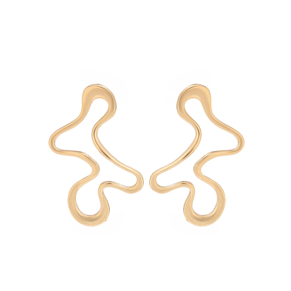 IngeSight.Z Minimalist Irregular Hollow Geometry Metal Stud Earrings Punk Statement Gold Color Earring Women's Charm Ear Jewelry