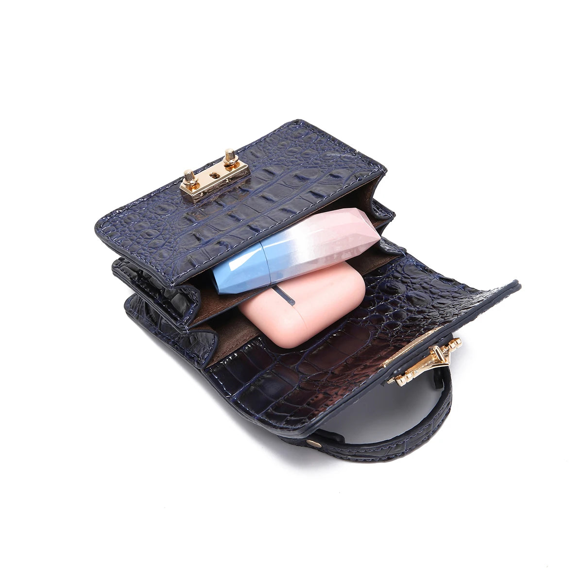 New minimalist and fashionable crocodile pattern solid color gradient commuting convenient shoulder bag