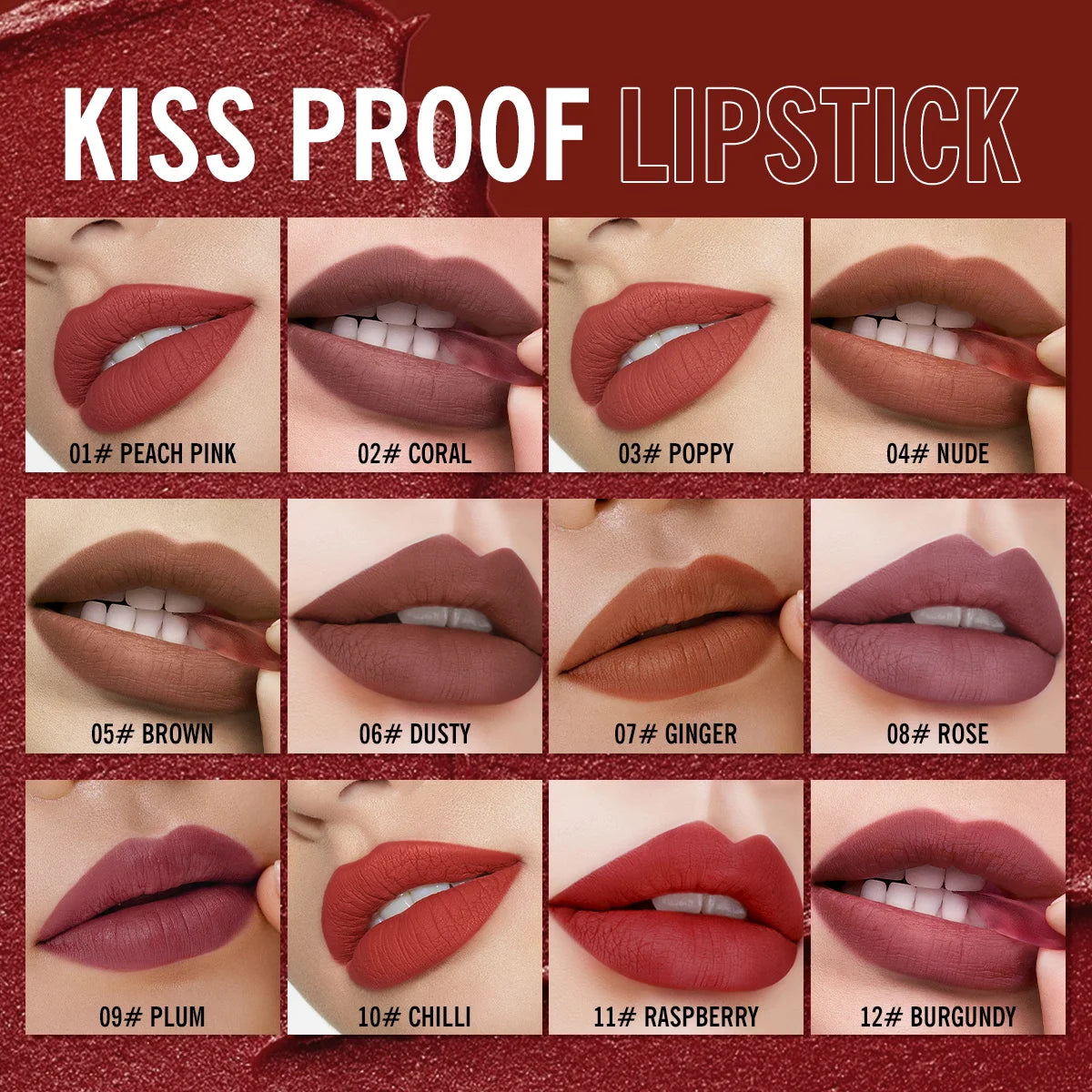 IMAGIC Lipstick Matte Long Lasting No-stick Lipstick Waterproof Makeup Lip Stick Smudge-free Classic Highly Pigmented Lip Tint