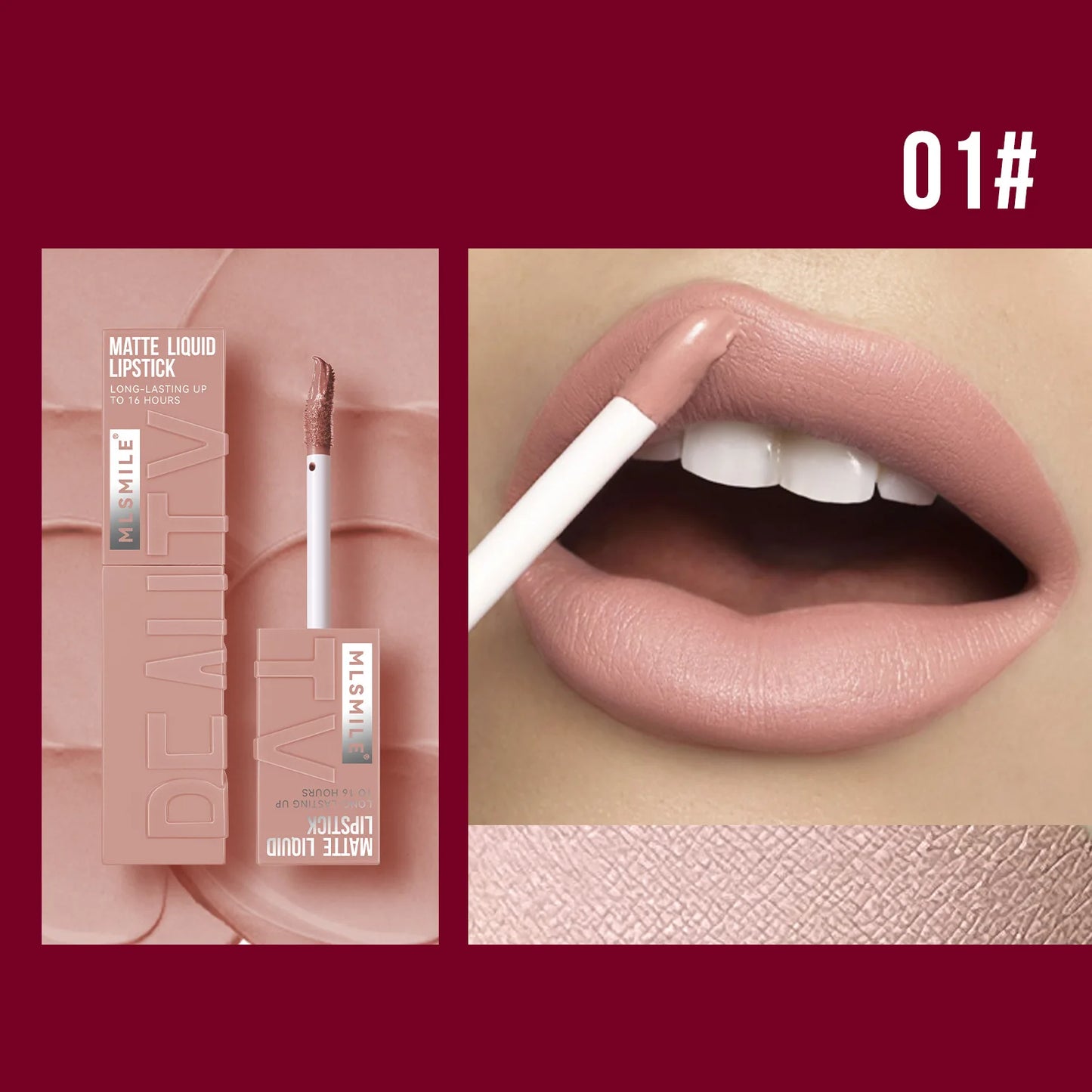 MLSMILE muti-Color Mist Liquid matte Velvet Satin Non-stick cup Lip glaze Waterproof long-lasting color liquid lip gloss
