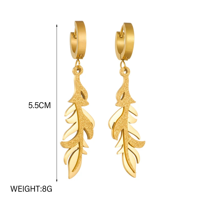 DIEYURO 316L Stainless Steel Heart Butterfly Leaf Drop Earrings For Women Girl Fashion Anti-rust Ear Jewelry