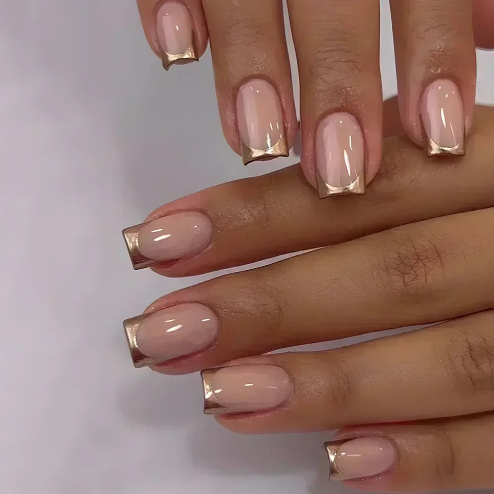 24Pcs French Tip Press on Nails Short Coffin False Nails Simple Wearable Fake Nails Frosted Full Cover Press on Nail Tips Art