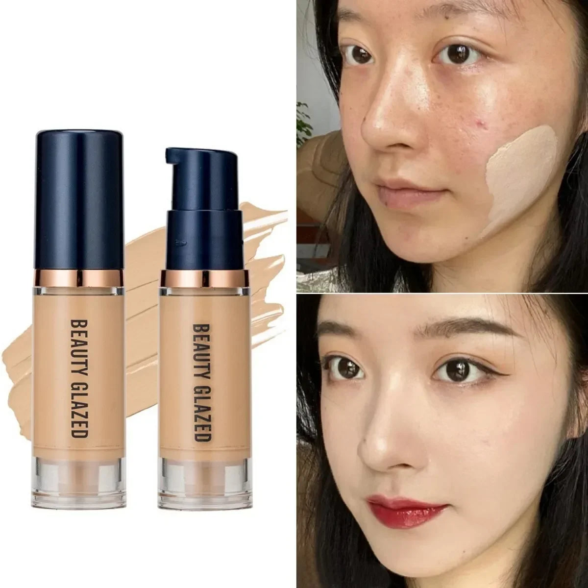 Liquid Foundation Cream Face Full Coverage Concealer Waterproof Contour Makeup Base Matte Oil-Control Whitening Cosmet