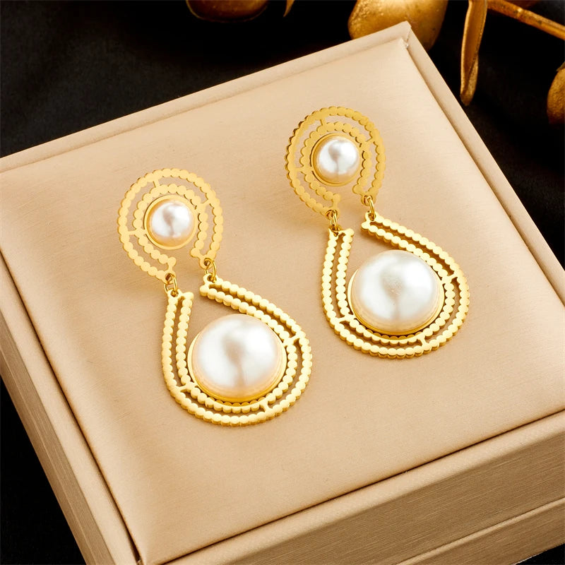 DIEYURO 316L Stainless Steel Heart Butterfly Leaf Drop Earrings For Women Girl Fashion Anti-rust Ear Jewelry
