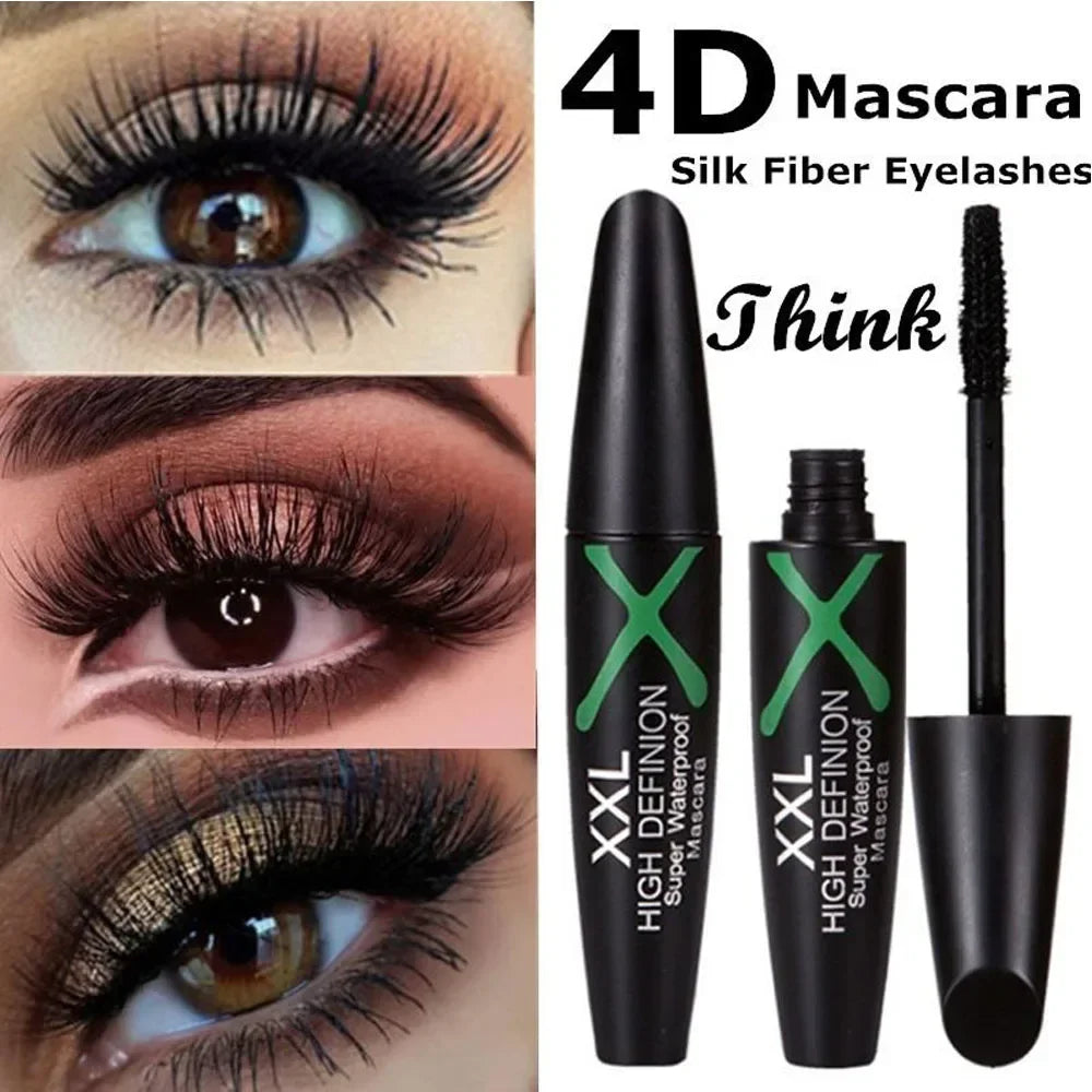 4D Silk Fiber Eyelashes Lengthening Mascara Waterproof Long Lasting Lash Black Eyelashes Extension Make Up 3D Mascara