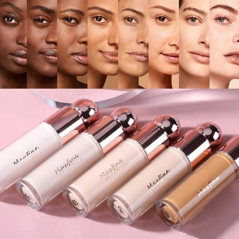 Maxfine Matte Face Concealer Foundation Professional Long-lasting Coverage Concealing Liquid Foundation Cream for Face Makeup Cosmetics