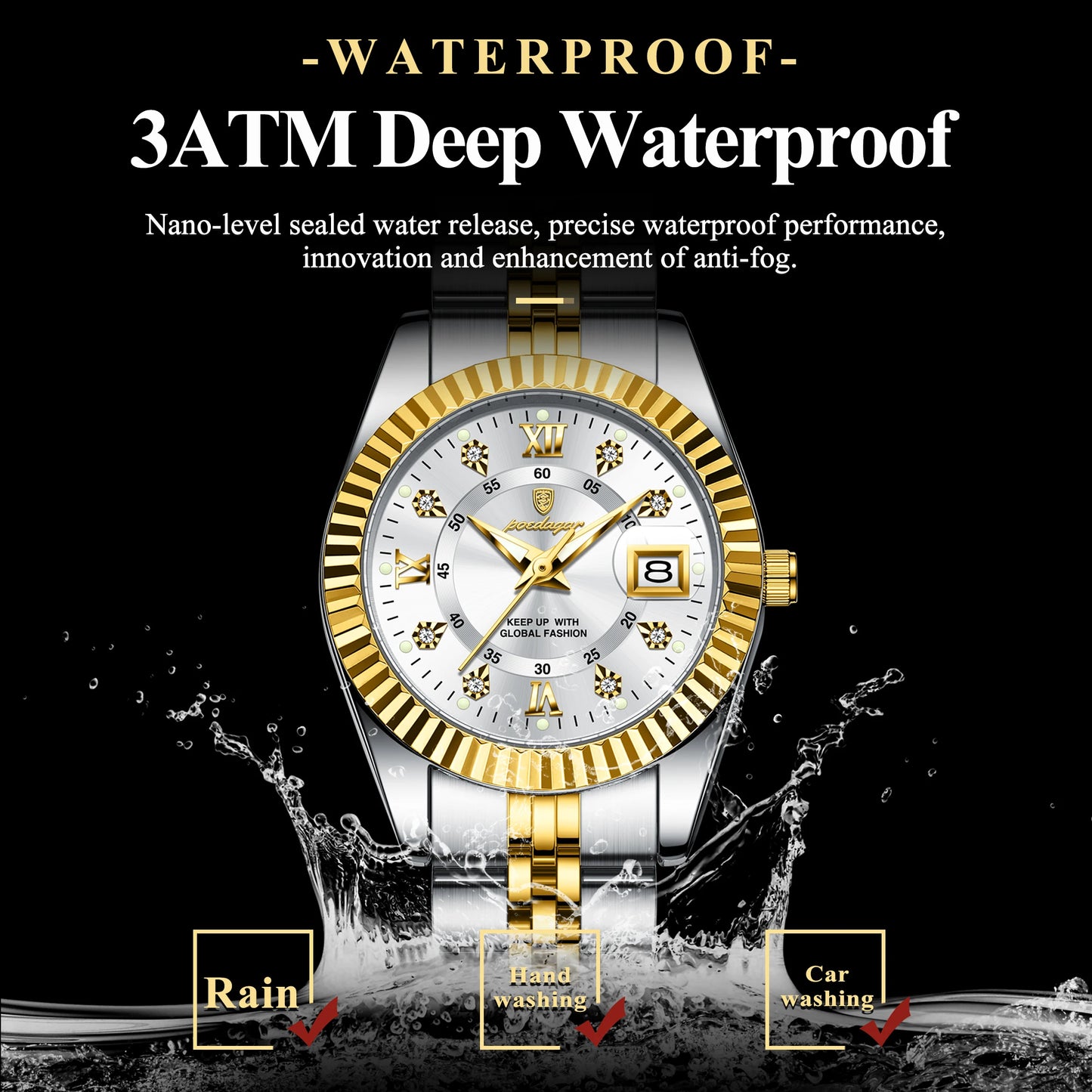 POEDAGAR Luxury Elegant Watch for Women Waterproof Luminous Date Ladies Watch Stainless Steel Quartz Women's Watches