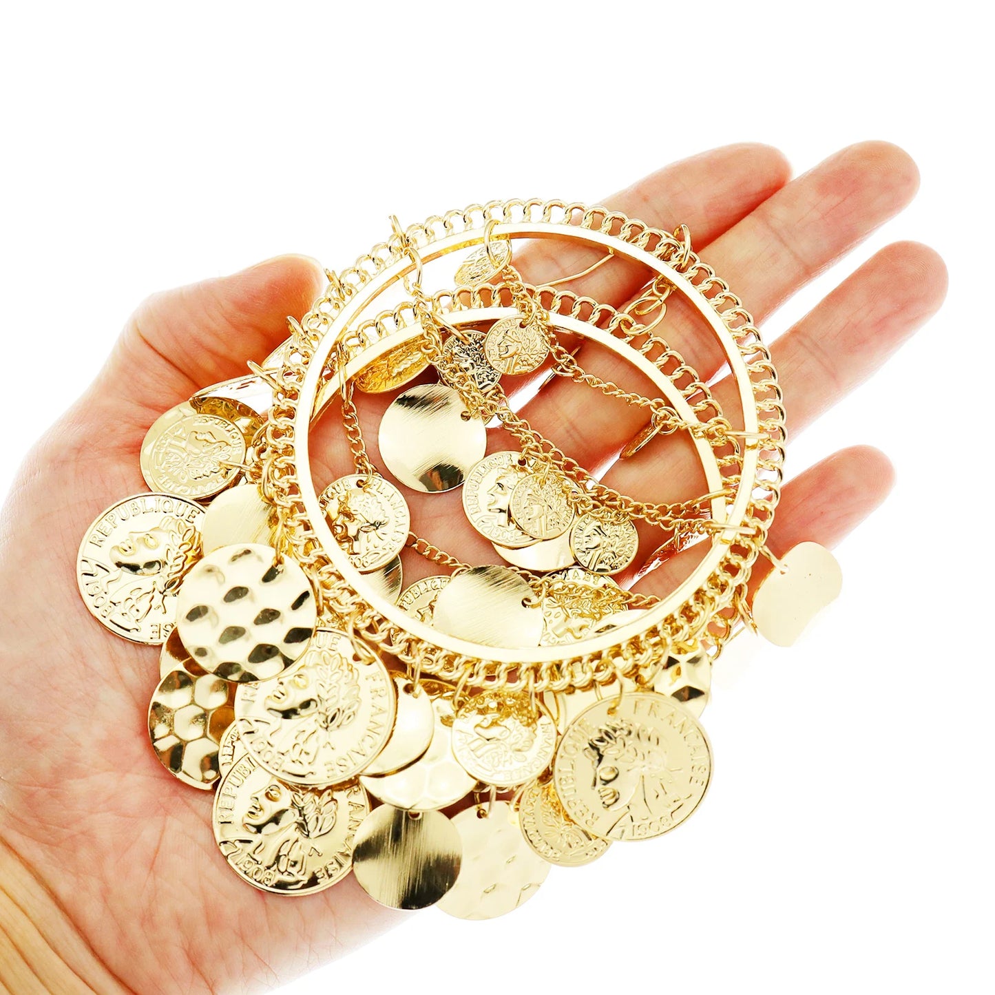 Vintage Tribal Coins Big Hoop Banjara Belly Dance Gypsy Earrings Pendant For Women Brincos Jewelry Bijoux Oorbellen Aretes