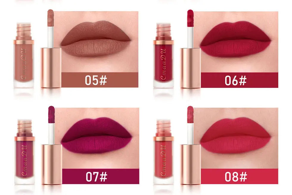 CmaaDu Long-Lasting Lip Sense Color Makeup Waterproof Lipsticks Matte Velvet Lip Gloss