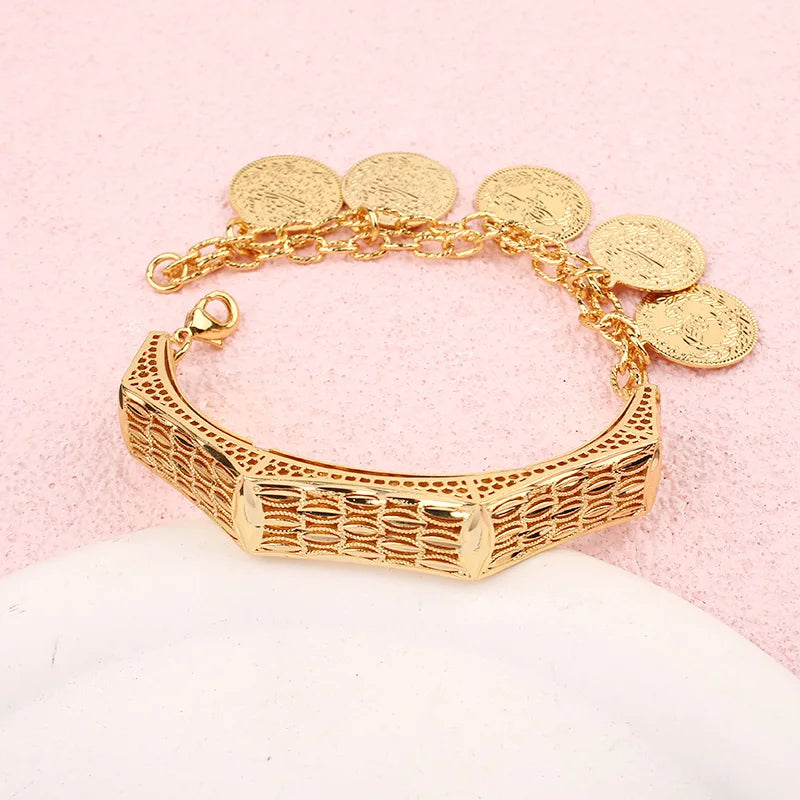 Dicai Coin Bracelet 18k Gold Plated Bracelet Women Party Event Accessories Jewelry