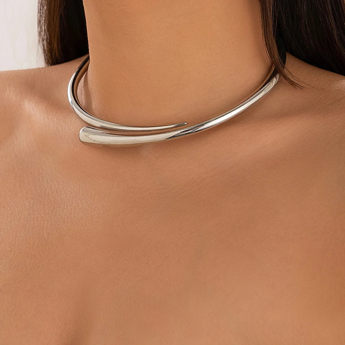 Personalized Spring Open Necklaces Bangles Rings Set For Women Punk Geometric Gold Silver Color Metal New Hip Hop Jewelry Set