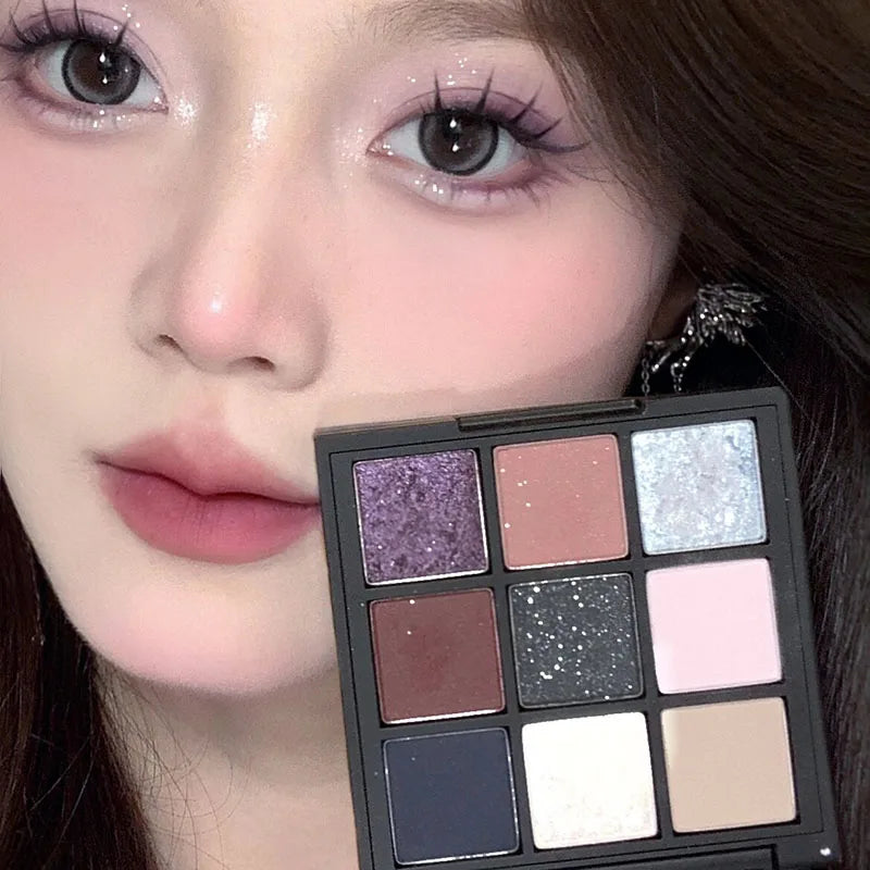 9 Colors Matte Shimmer eyeshadow Palette glitter pigments New Beauty Charming Pearly Gothic Smoky Eye shadow Makeup