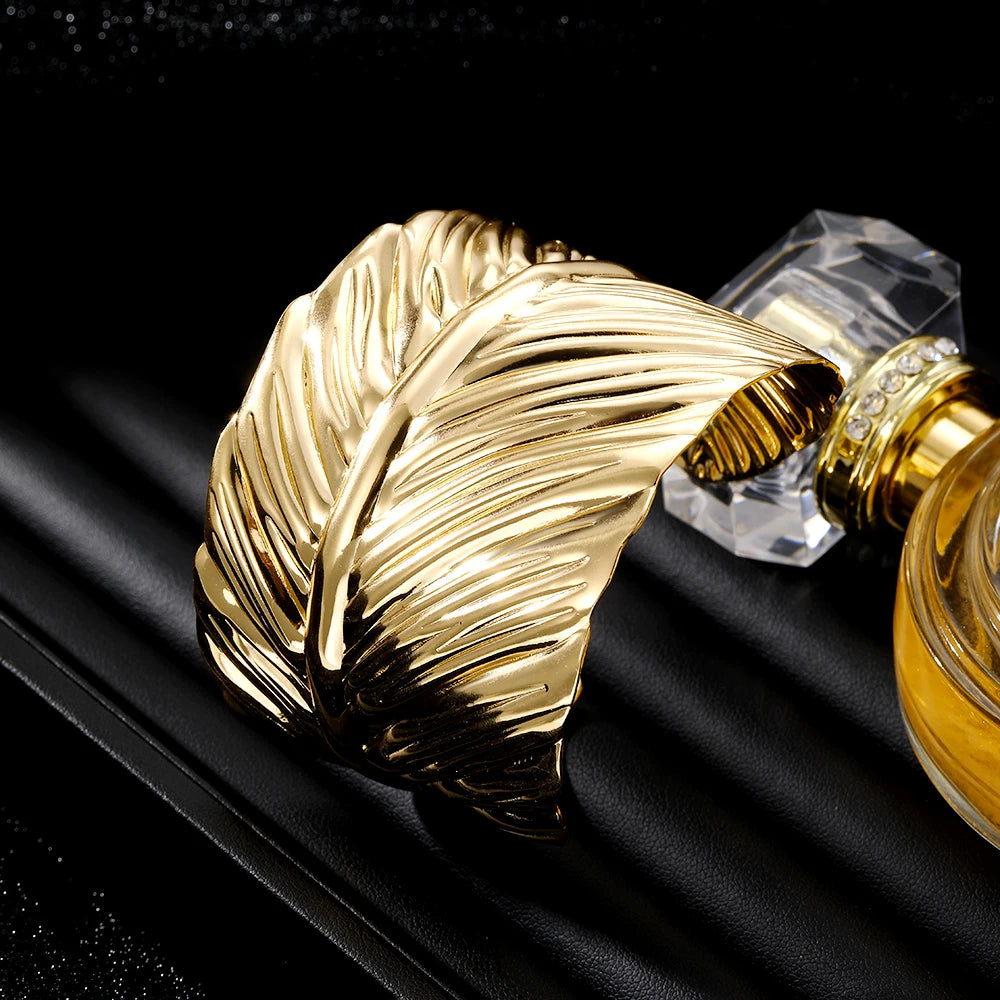 IFMIA Charm Big Metal Feather Opening Bangle For Women Men Gold Color Leaf Bracelet Fashion Jewelry