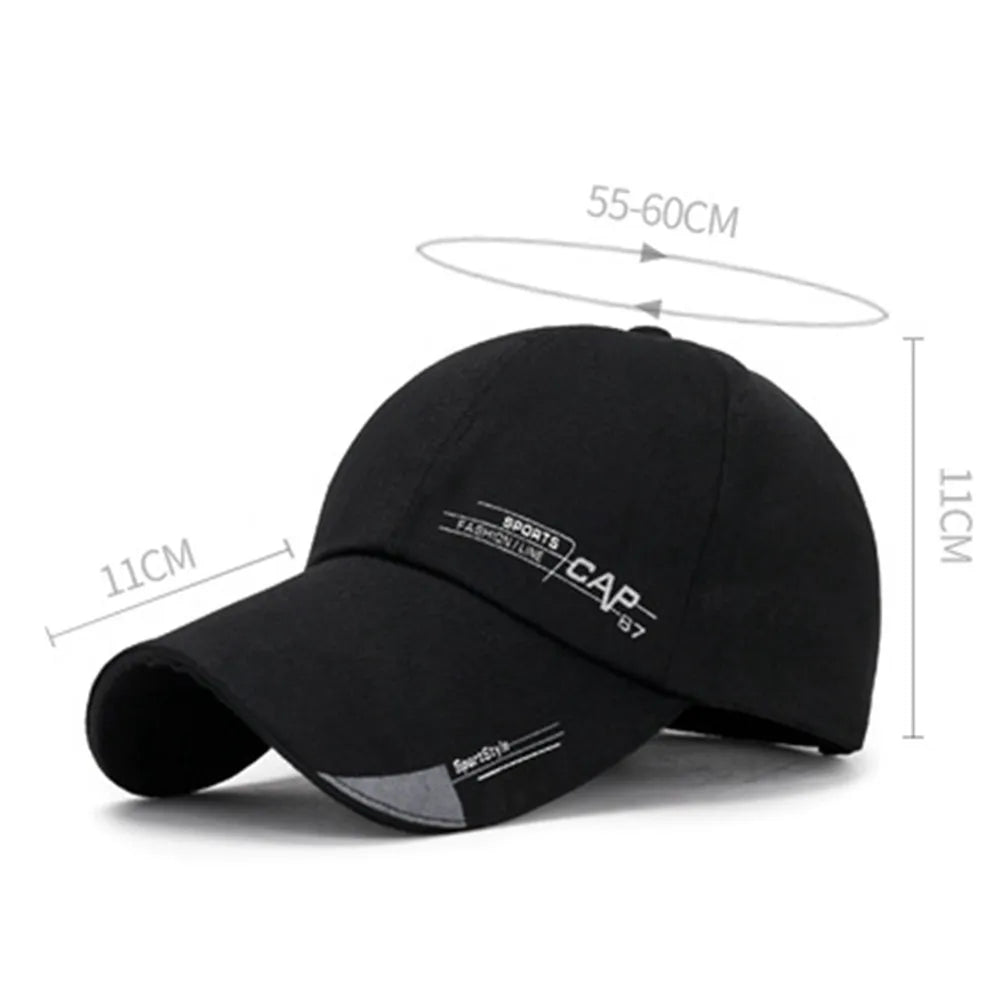 1x Long Brim Baseball Cap Sun Visor Hat Waterproof Sport Duck Tongue Women Men Quick Dry Outdoor Baseball Cap Adjustable Sun Hat