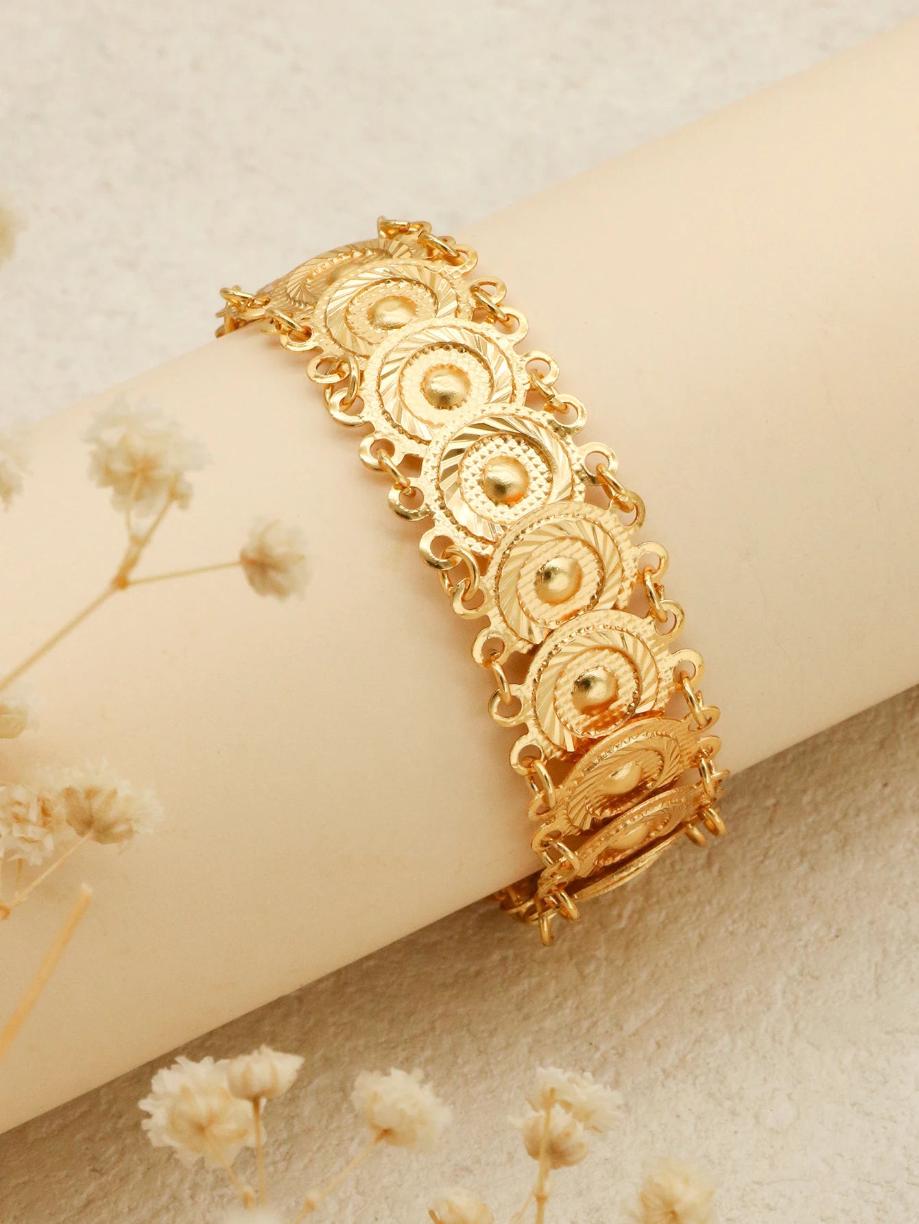Luxury Copper Material Bangles Jewelry Gold Color Women Bracelets Gold Coin Party Adjustable Bracelet