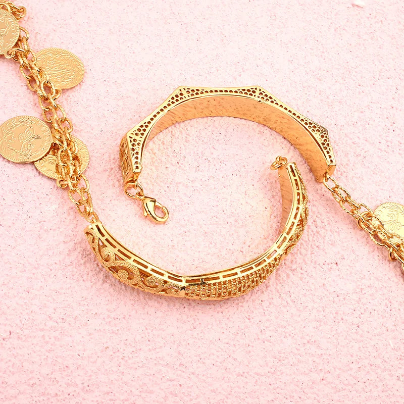 Dicai Coin Bracelet 18k Gold Plated Bracelet Women Party Event Accessories Jewelry