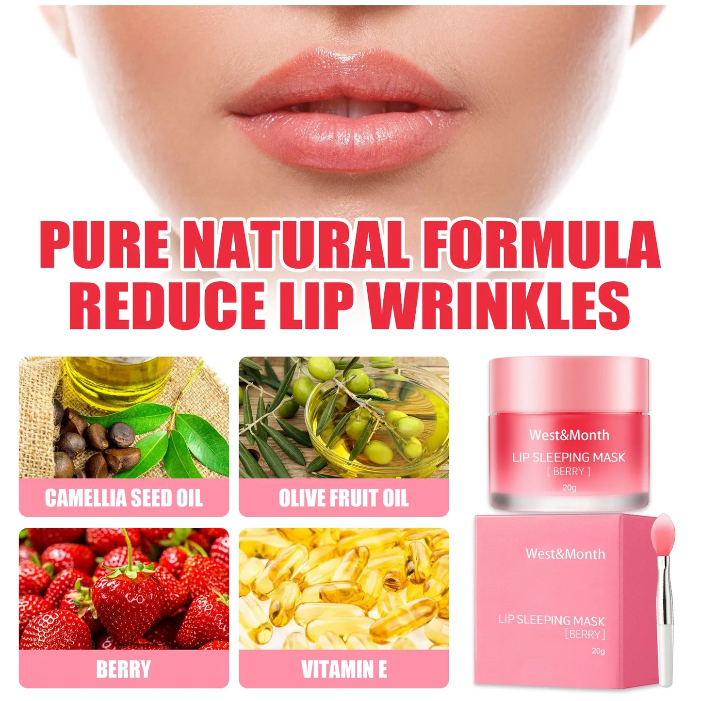 HENGJIAO Berry Lip Sleeping Mask Night Sleep Maintenance Moisturizing Fade Lip Lines Nourishing Lip Balm Skin Care Korean Cosmetic 20g