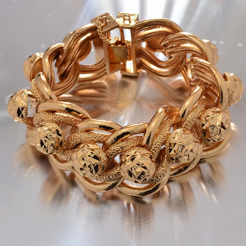 Dubai Gold Color Bracelets For Men Women Wedding Link Chain Middle Eastern style Jewelry Bracelet