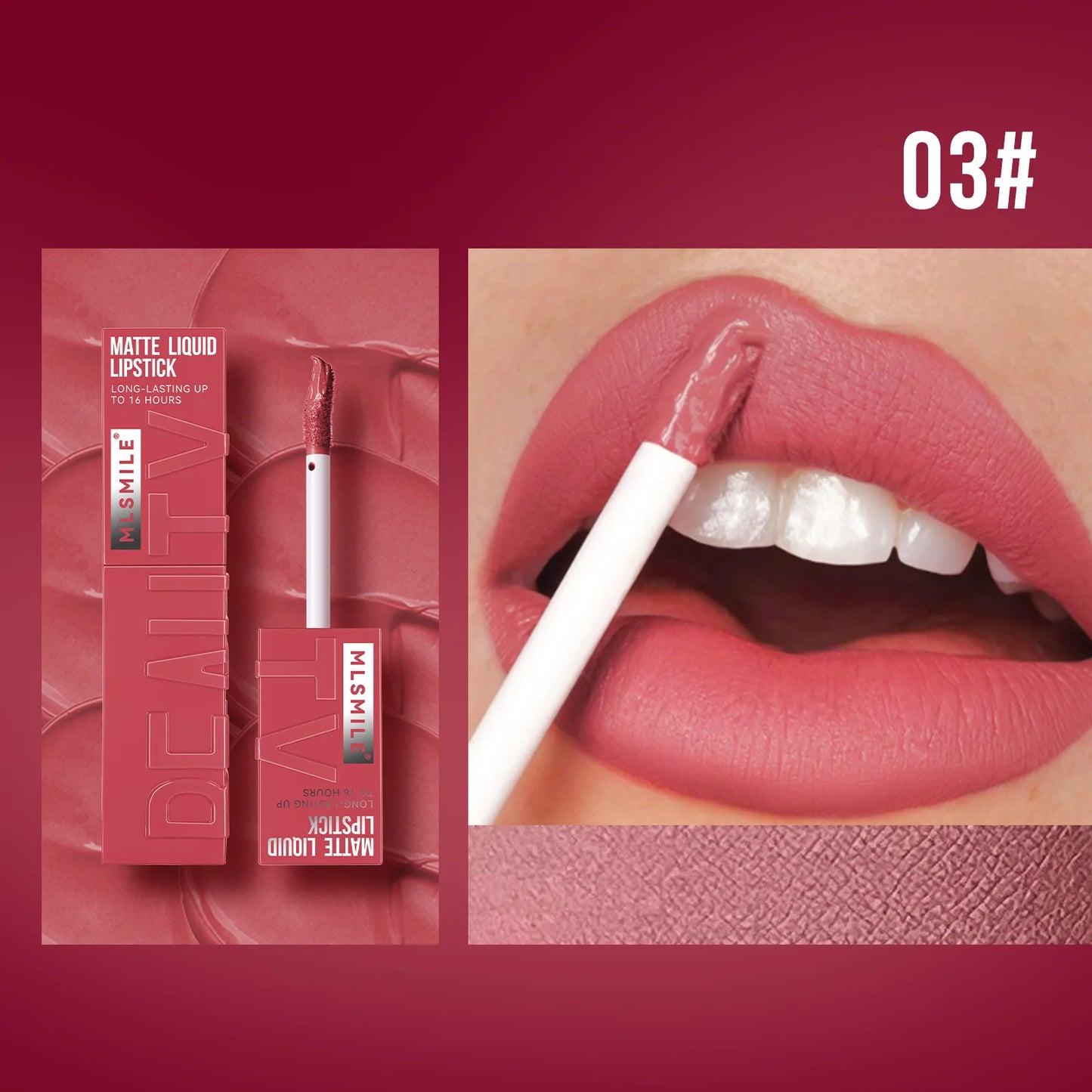 MLSMILE muti-Color Mist Liquid matte Velvet Satin Non-stick cup Lip glaze Waterproof long-lasting color liquid lip gloss
