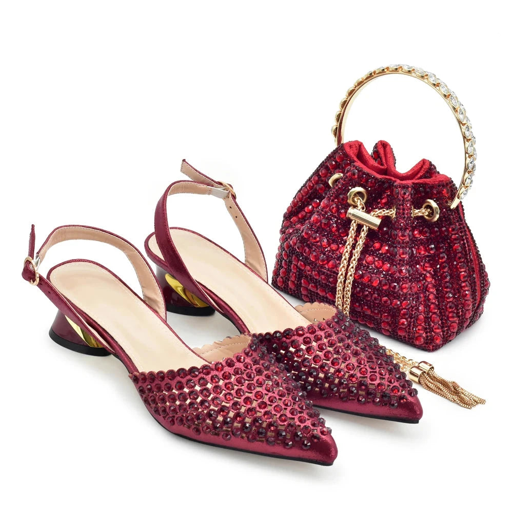 Shoe and Bag Wedding Shoes Bride Ladies Wedding Shoes Luxury Italian Style Heels African Women Party Pumps