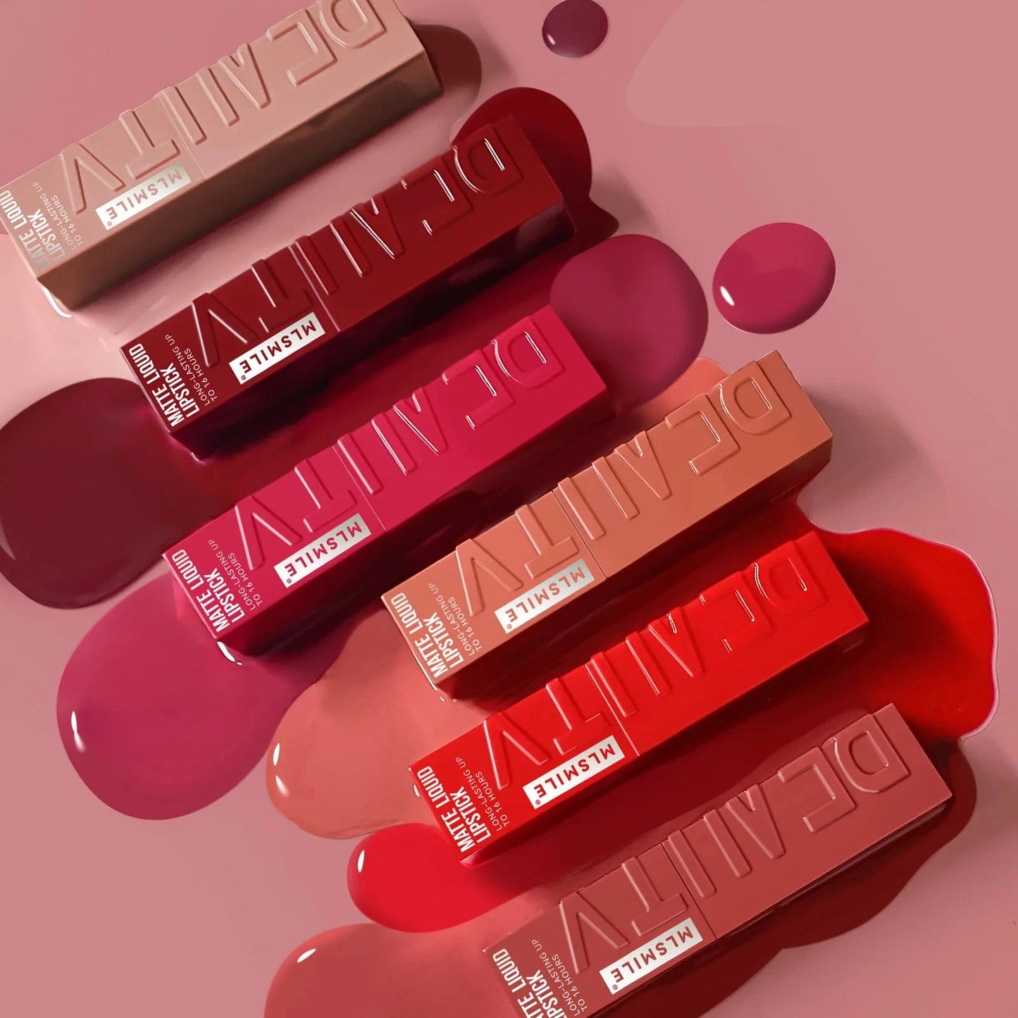 MLSMILE muti-Color Mist Liquid matte Velvet Satin Non-stick cup Lip glaze Waterproof long-lasting color liquid lip gloss