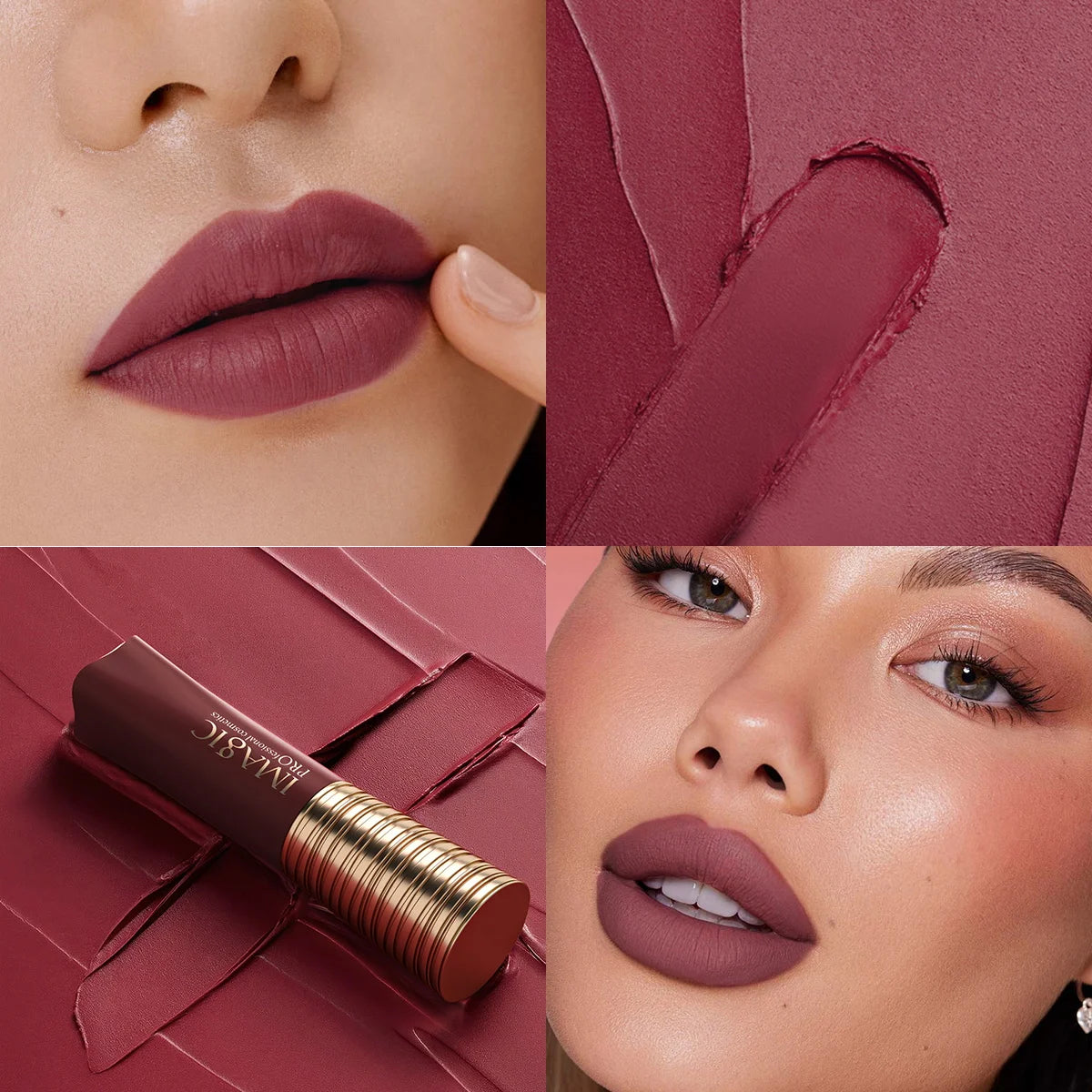 IMAGIC Lipstick Matte Long Lasting No-stick Lipstick Waterproof Makeup Lip Stick Smudge-free Classic Highly Pigmented Lip Tint