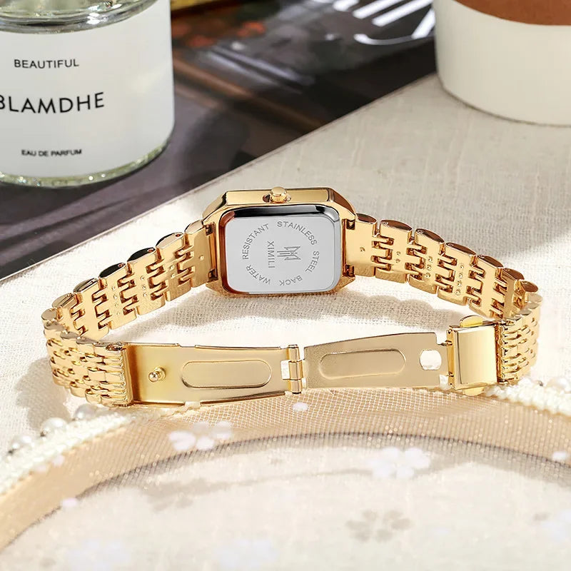 Brand Stainless Steel Strap Watch Women Luxury Gift Quartz Wristwatch Student Fashion Simple Square Quartz Watches