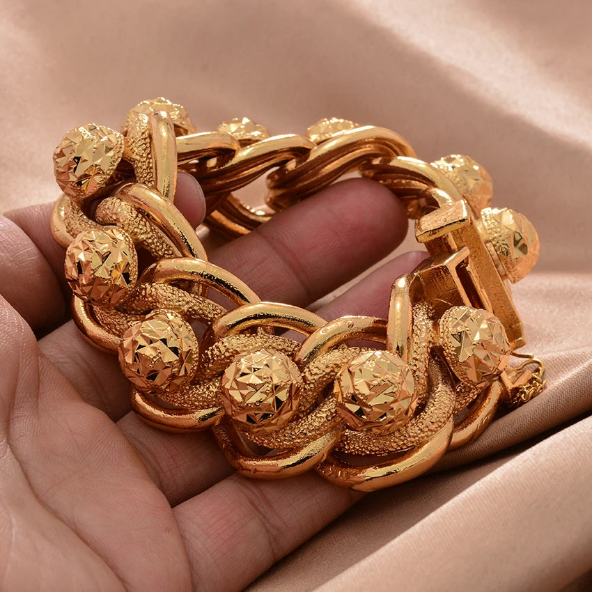 Dubai Gold Color Bracelets For Men Women Wedding Link Chain Middle Eastern style Jewelry Bracelet