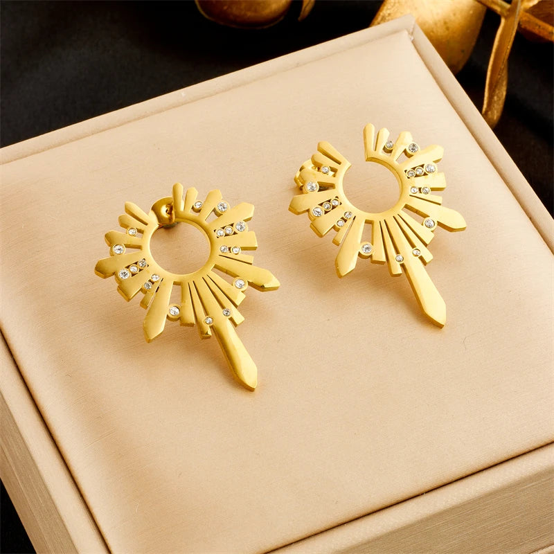 DIEYURO 316L Stainless Steel Heart Butterfly Leaf Drop Earrings For Women Girl Fashion Anti-rust Ear Jewelry