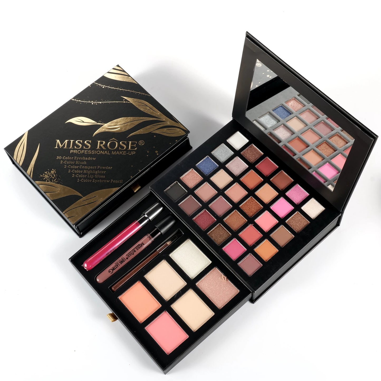 Pearl/Matte Book Beauty Set 30 colors eyeshadow +4 colors blush +2 colors concealer +2 lip gloss +1 Eyebrow pencil Big area
