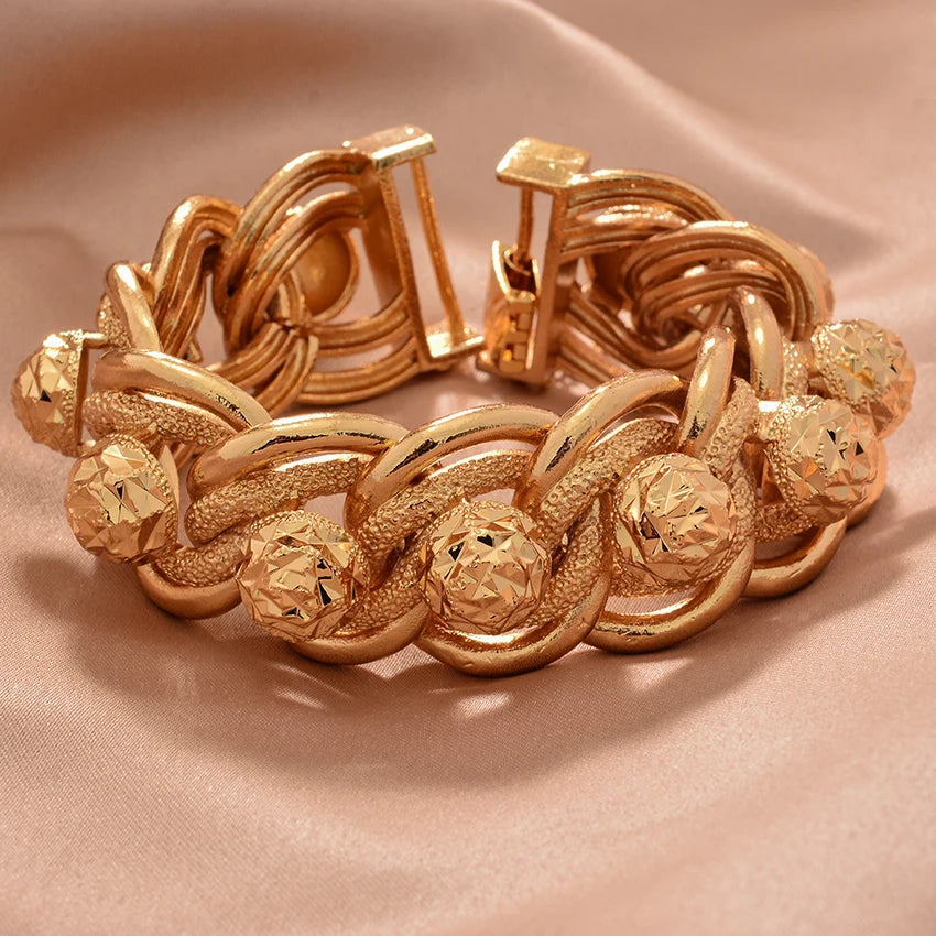 Dubai Gold Color Bracelets For Men Women Wedding Link Chain Middle Eastern style Jewelry Bracelet